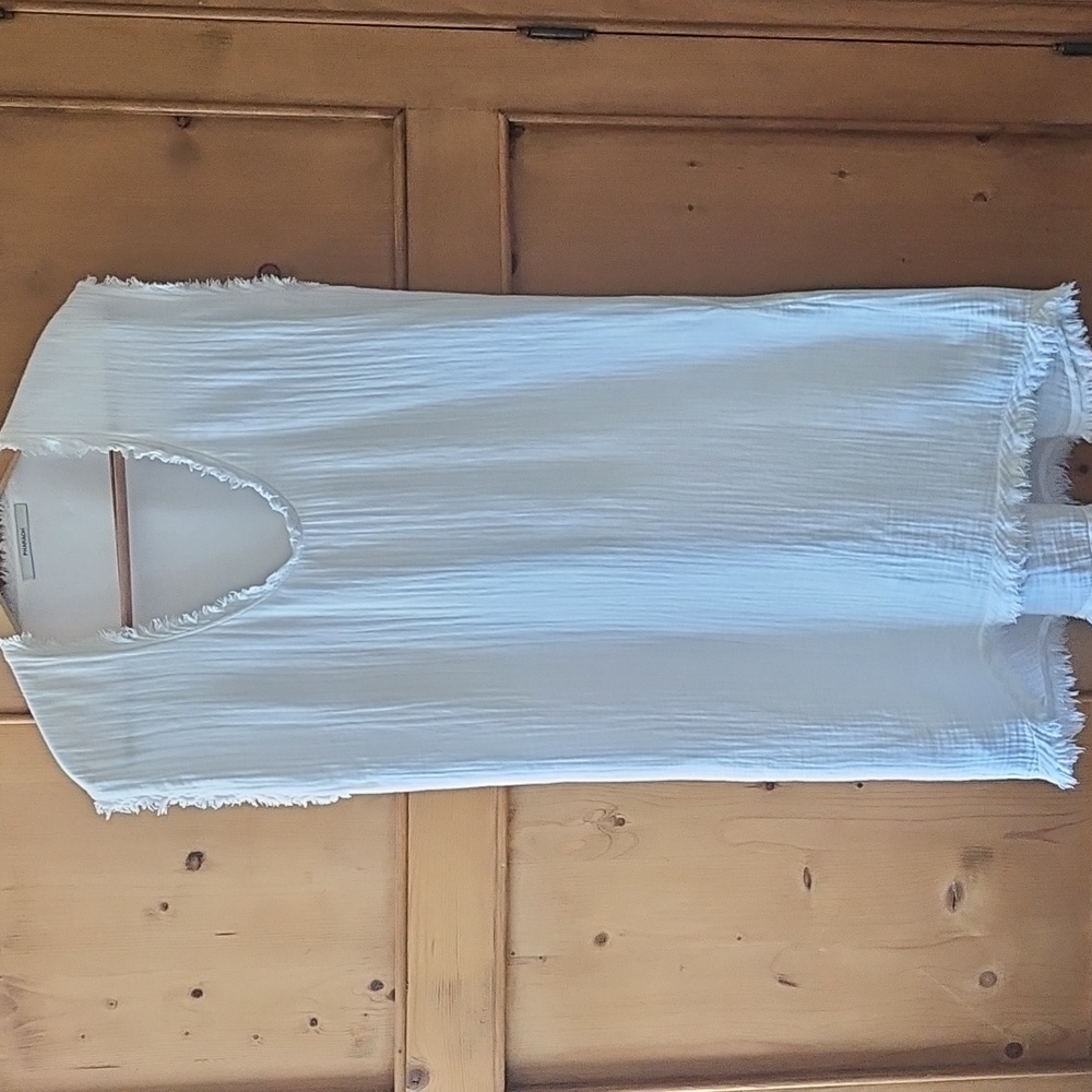 PHARAOH COLLECTION White Japanese Cotton Gauze Fringe Dress Women S